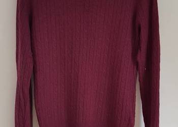 Sweter wełniany H&M 38 M wełna fioletowy śliwkowy wzór