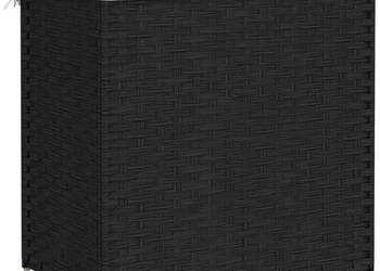 Kosz na pranie z 2 komorami czarny 53x35x57 cm polirattan WM-372037