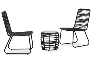 3-cz. zestaw mebli bistro rattan PE czarny WM-48585