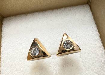 Kolczyki "złote" z diamentem | trójkąt / trójkąty
