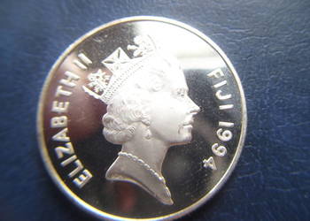 Stare monety 5 dolar 1994 Fidzi stan menniczy Srebro
