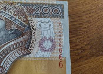 Banknot 200 zł. DY0666666 Banknot 200 zł. DY0666666