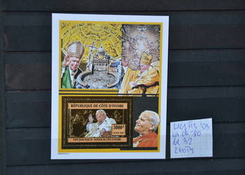 Znaczki.Papież Jan Paweł II Wybrzeże Kości Słoniowej II ** Ks Chr 80 bl 32