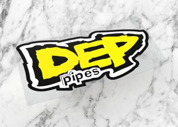 Naklejka DEP PIPES 7 x 4 cm wydech dufyzor 2t 4t