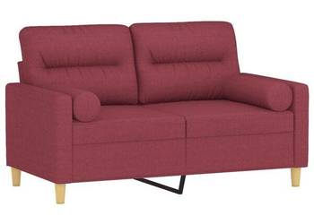 vidaXL 2-osobowa sofa z poduszkami, winna czerwień, 120 cm(SKU:3200819)