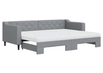 Sofa rozsuwana z materacami jasnoszara tkanina 80x200 cm WM-3197439