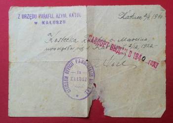 ( 1393 ) Dokument  Parafii W Kałuszu