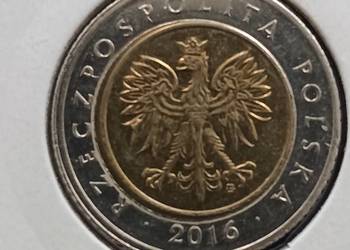 5 złotych 2016 r. Destrukt menniczy-rzadkość