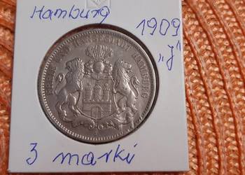 moneta srebrna Niemiec Hamburg z 1909r