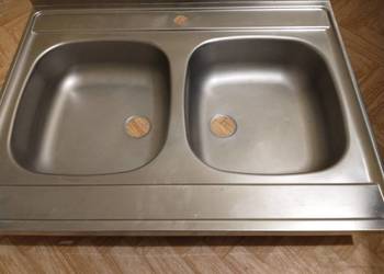 Zlewozmywak dwukomorowy stalowy 80*60 z syfonem