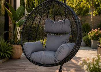 Fotel Wiszący Kokon XXL na Stelażu | Technorattan | Ogród Taras Balkon