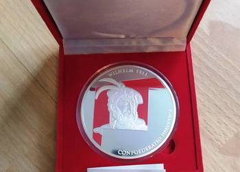 Wilhelm Tell CERTYFIKAT Etui GIGANT SREBRO Moneta Medal Kaps