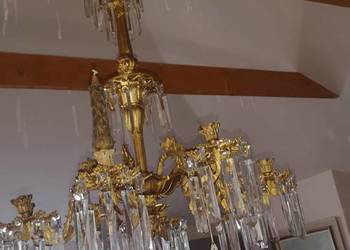 Świecznik pozłacany, podsufitowy, na 8 świec, pozłacany