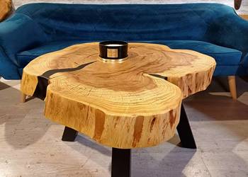 Stolik kawowy 84x78 live edge plaster drewna loft