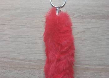 Brelok pompon futerko ogon czerwony