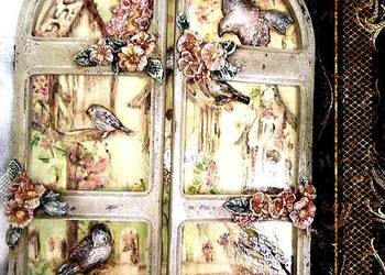 Panel w formie okna decoupage dekoracja handmade ozdoba prez
