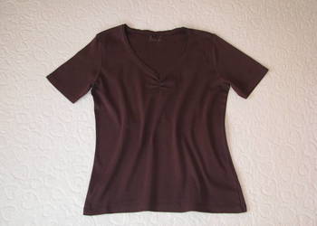Brązowa koszulka bluzka z krótkim rękawem T-shirt rozm. 42 L