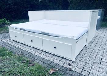 IKEA HEMNES Łóżko Leżanka z 3 szufladami, 2 materace, białe Transport