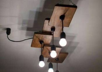 Lampa loft belka deska Dębowa półka kwiaty drewno retro wisząca ozdobna