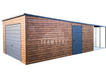GARAŻ BLASZANY 4m x 6m - Brama wiata - drzwi TS375