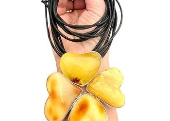 Wisior plus naszyjnik srebro 925 bursztyn bałtycki unikat