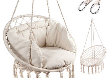 Huśtawka LUARO fotel bocianie gniazdo z poduszką ecru 80cm 150kg