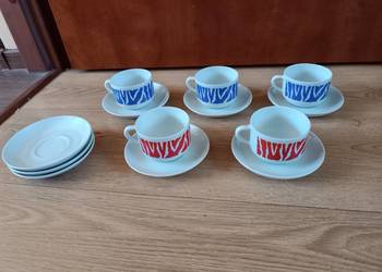 5 x filiżanki z podstawkami do kawy - porcelana POZZANI Made in Brasil