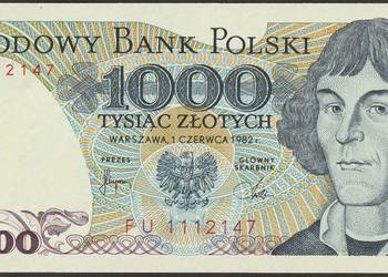Polska 1000 złotych 1982 - Kopernik - FU - stan bankowy UNC