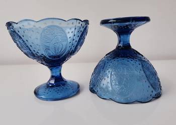 Stary niebieski pucharek Medaliony 2 sztuki HSG Ząbkowice, PRL