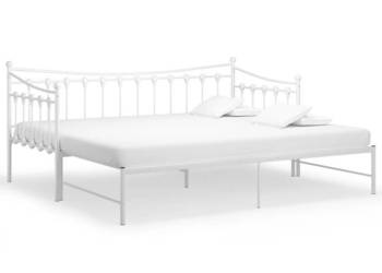 Sofa z wysuwaną ramą łóżka biała metalowa 90x200 cm WM-324759