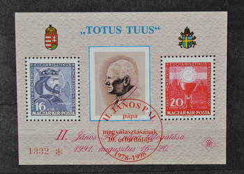 Znaczki. Papież Jan Paweł II Węgry ** Blok przedrukowy