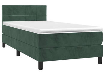Łóżko kontynentalne z materacem i LED zielony aksamit 80x200 cm WM-3134372