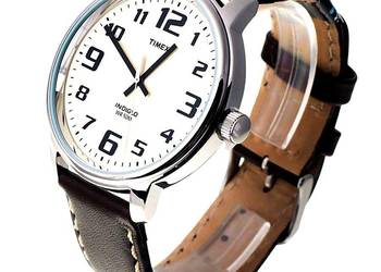 Zegarek Timex Męski 43mm Indiglo 50M Pasek Ecru Skóra Slimline Modowy