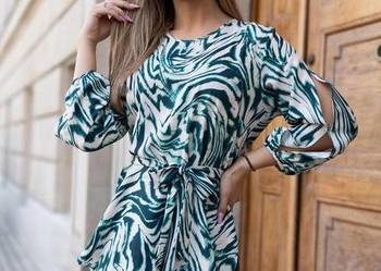 Bluzka Damska tunika zieleń z paskiem rozm 46 biust 124cm