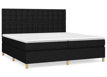 Łóżko kontynentalne z materacem czarne tkanina 200x200 cm WM-3142683