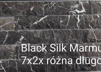 Płytka elewacyjna kamienna 7x2x różna długość, Marmurowa płytka, czarna