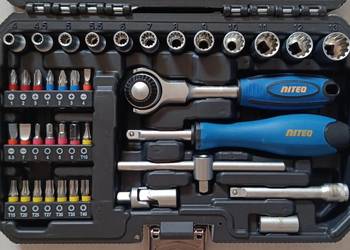 NITEO zestaw 1/4" z grzechotką z obrotową głowicą, 37 elementów, NOWY