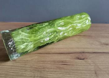 Stary zielony, groszkowy wazon Ingrid Glass Niemcy 1970