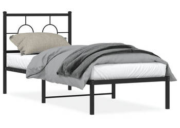 Metalowa rama łóżka z wezgłowiem czarna 80x200 cm WM-376217
