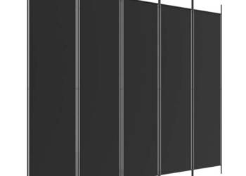 Parawan 5-panelowy czarny 250x200 cm tkanina WM-350189