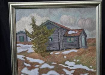 Obraz Ivana Bergdahla „Snösmältning vid Rikners härbren”, 2001 – olej, Szwe