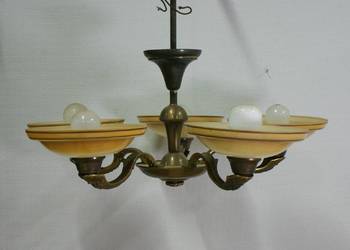 lampa wisząca sufitowa mosiądz i szkło art-deco nr 527 Fiaf