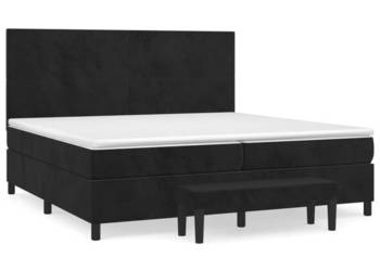 Łóżko kontynentalne z materacem czarne aksamit 200x200 cm WM-3137745