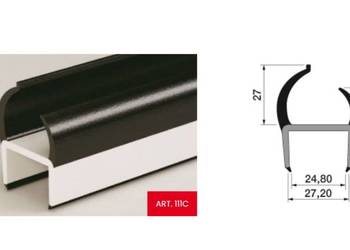 Uszczelka PVC 24,8/27,2 mm, L=5000 mm, część miękka czarna/część twarda