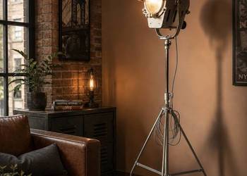 Biały Kruk lampa filmowa PRL 1963 loft vintage