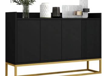 Komoda czarno złota 120cm, nowoczesna, minimalistyczna, bez uchwytów
