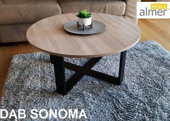Ława K4 stolik okrągły loftowy wotan sonoma czarny biały