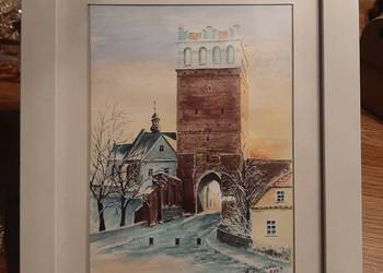 Brama opatowska w Sandomierzu - akwarela 15x20