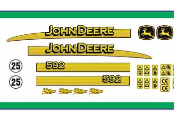 Naklejki Prasa John Deere 592 Nalepki zestaw komplet