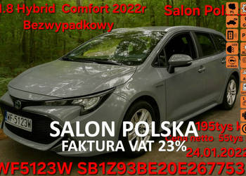 Toyota Corolla 22r Gwarancja BEZWYPADKOWE + Salon Polska 1.8 HYBRID E21 (2…